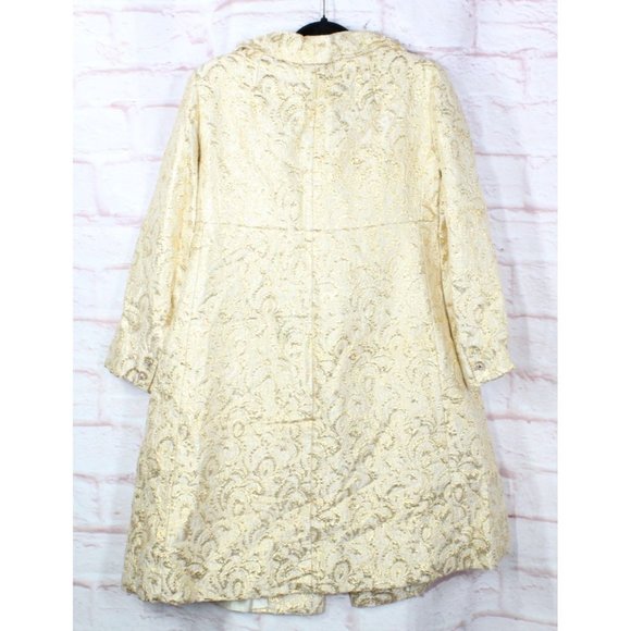 *Vintage Cotton Button Down Lined Embroidered Long Coat Size 10 - Picture 6 of 16